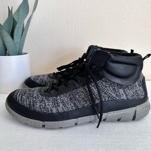 ECCO Black/Gray Leather Lace Up High Top Casual Sneakers Women’s EU43 US12-12.5